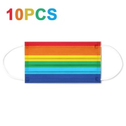 Protective face / mouth mask - antibacterial - disposable - rainbow pattern - 10 piecesMouth masks