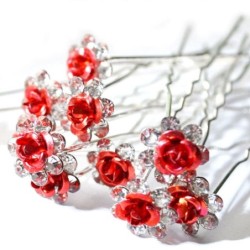 Silver hair pins - colorful roses / crystals - 20 piecesHair clips