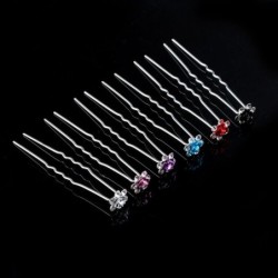 Silver hair pins - colorful roses / crystals - 20 piecesHair clips