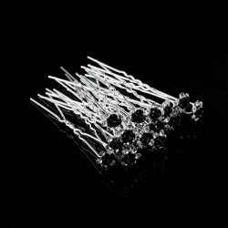 Silver hair pins - colorful roses / crystals - 20 piecesHair clips