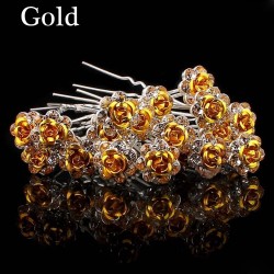Silver hair pins - colorful roses / crystals - 20 piecesHair clips