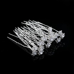 Silver hair pins - colorful roses / crystals - 20 piecesHair clips