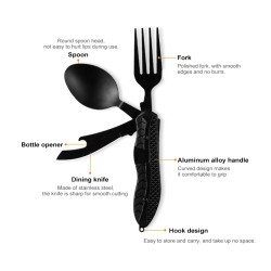 4 in 1 multifunction foldable cutlery - fork - spoon - knife - bottle openerSurvival tools