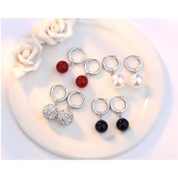 Silver round earrings - with ballEarrings