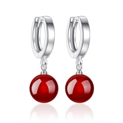 Silver round earrings - with ballEarrings