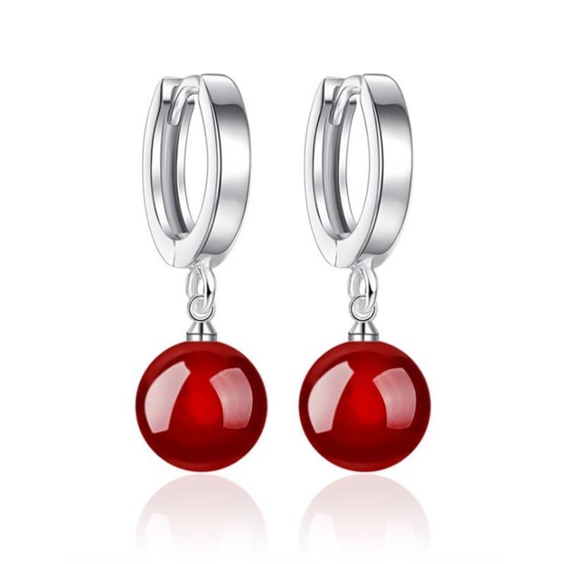 Silver round earrings - with ballEarrings