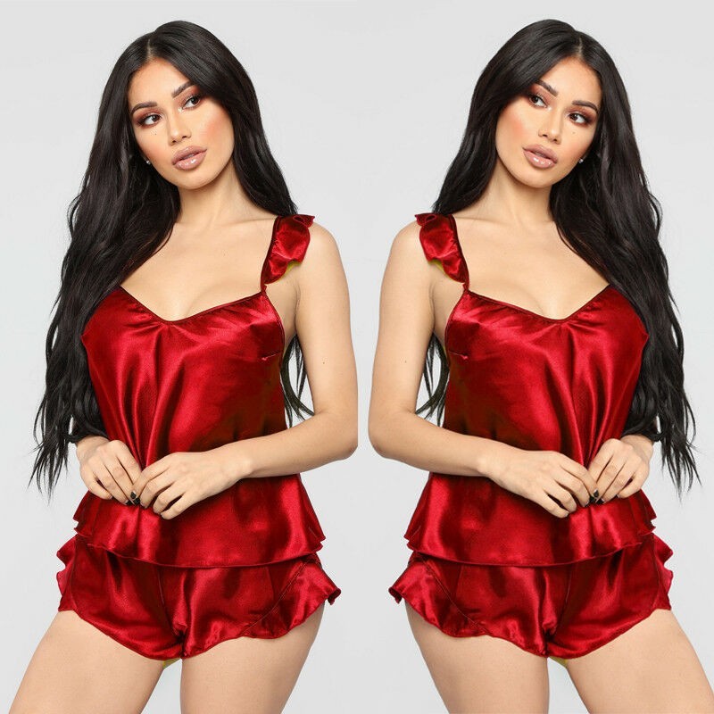 Sexy satin pyjama - shorts - sleeveless top - setLingerie