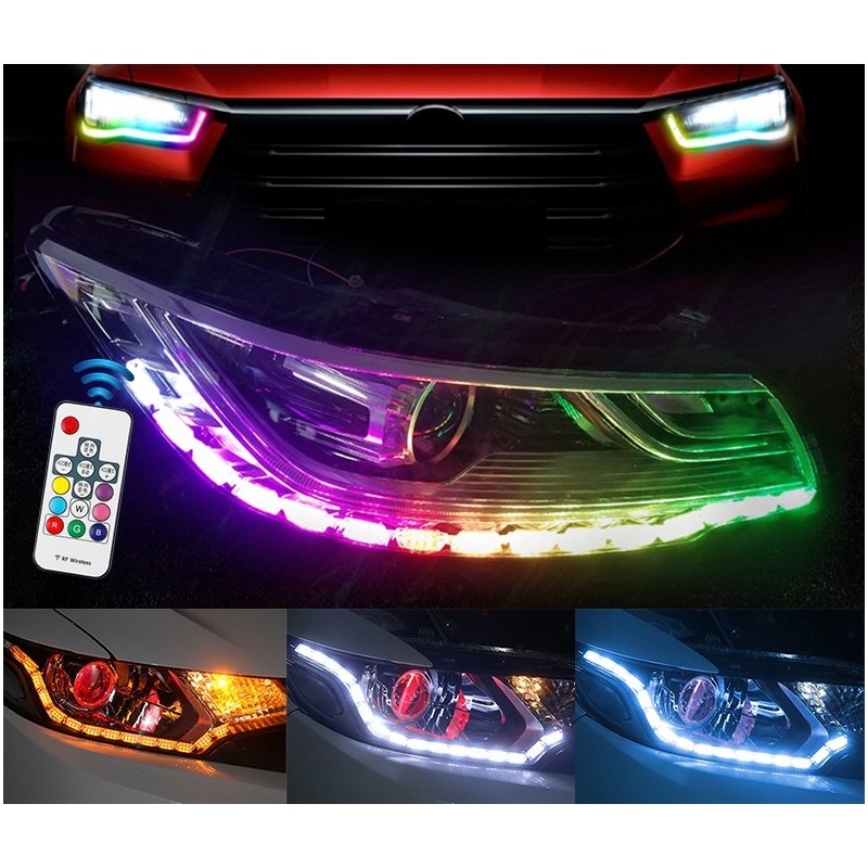 RGB light - car DRL lights - colorful LED strip - waterproof - 2 piecesLED strips