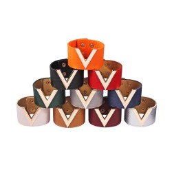 Retro punk style - V letter - leather braceletBracelets