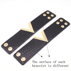 Retro punk style - V letter - leather braceletBracelets