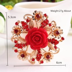 Resin rose flower with crystals - pin broochBrooches