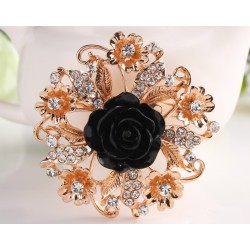 Resin rose flower with crystals - pin broochBrooches