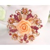 Resin rose flower with crystals - pin broochBrooches