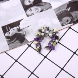 Purple tree leaf with pearls - pin broochBrooches