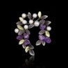 Purple tree leaf with pearls - pin broochBrooches