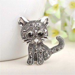 Black crystal cat - broochBrooches