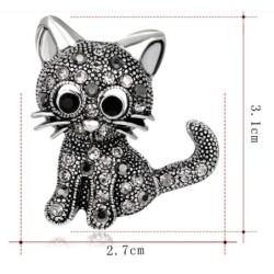 Black crystal cat - broochBrooches