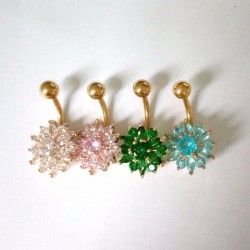 Crystal flower - belly button piercing - 316L stainless steelPiercings