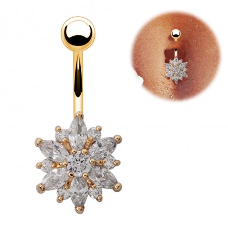 Crystal flower - belly button piercing - 316L stainless steelPiercings
