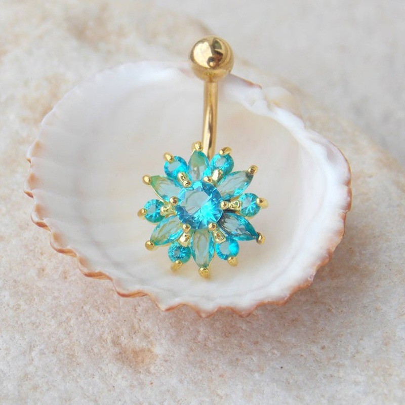Crystal flower - belly button piercing - 316L stainless steelPiercings