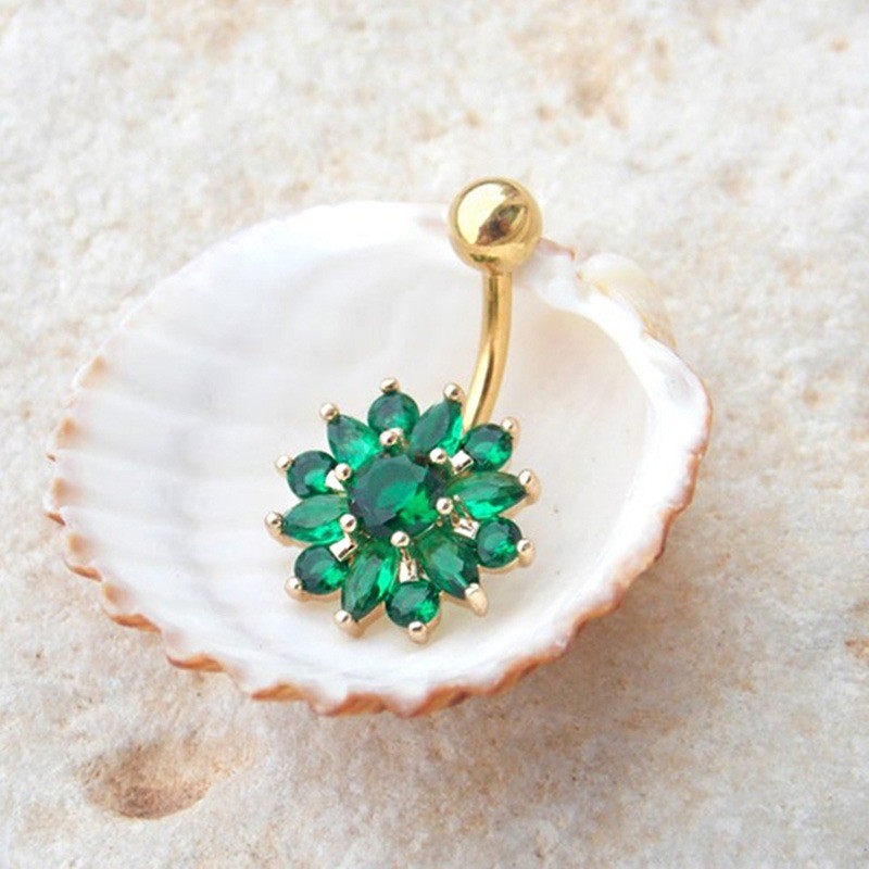 Crystal flower - belly button piercing - 316L stainless steelPiercings