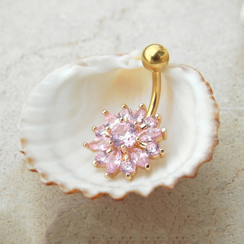Crystal flower - belly button piercing - 316L stainless steelPiercings
