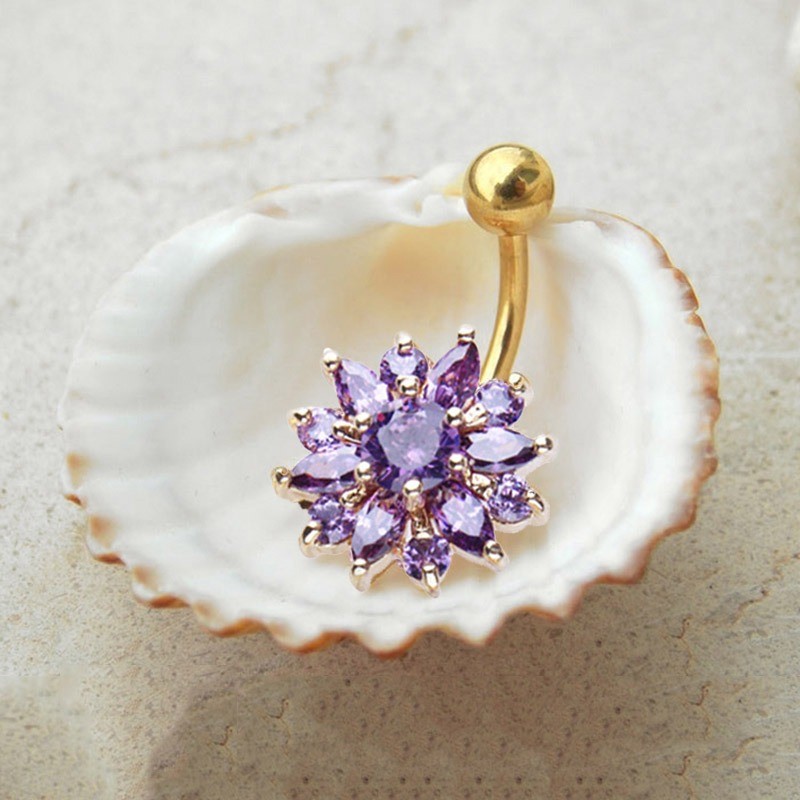 Crystal flower - belly button piercing - 316L stainless steelPiercings