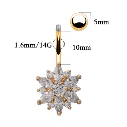 Crystal flower - belly button piercing - 316L stainless steelPiercings