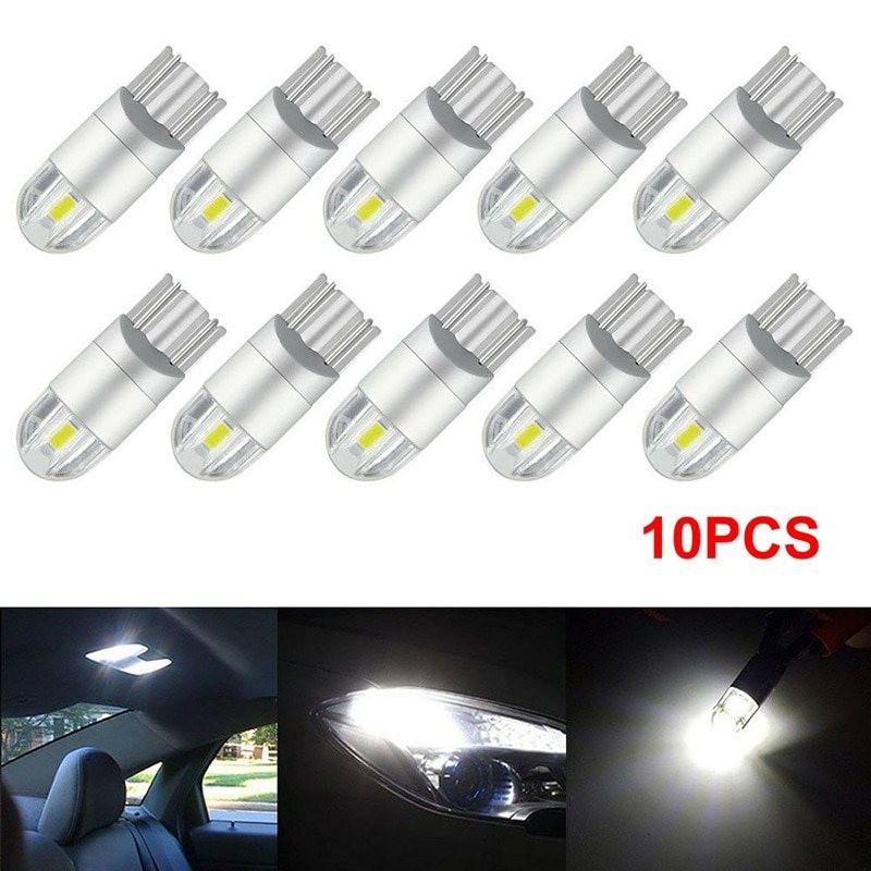 T10 - 3030 - 2SMD - 12V - LED - car light bulb - white - 10 piecesT10