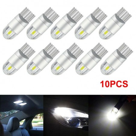 T10 - 3030 - 2SMD - 12V - LED - car light bulb - white - 10 piecesT10