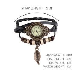 Vintage multi layer bracelet - with Quartz watch - beads / leafBracelets