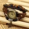 Vintage multi layer leather bracelet - with Quartz watch / beadsWatches