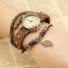 Vintage multi layer leather bracelet - with Quartz watch / beadsWatches