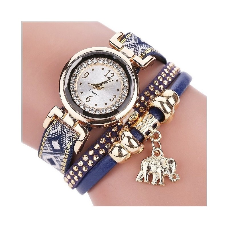 Multilayer bracelet - with watch / rhinestones / elephantBracelets