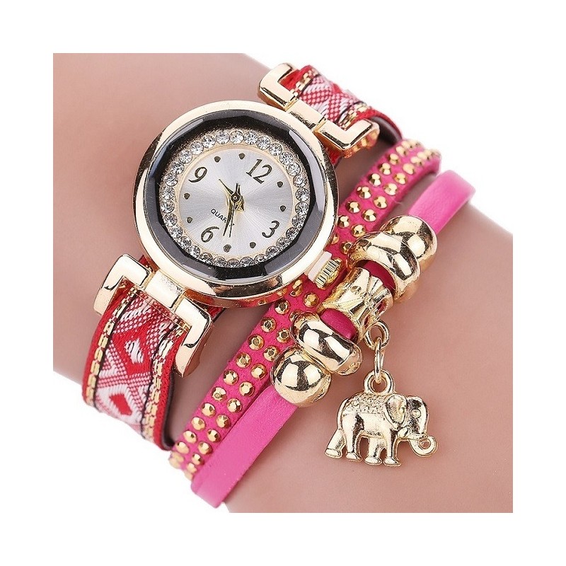 Multilayer bracelet - with watch / rhinestones / elephantBracelets