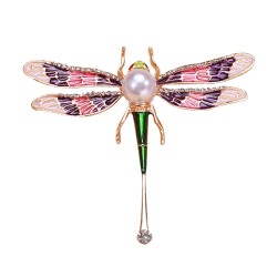 Crystal dragonfly with pearl - broochBrooches