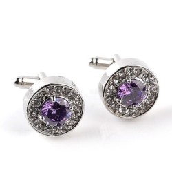 Round crystal silver cufflinksCufflinks