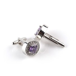 Round crystal silver cufflinksCufflinks