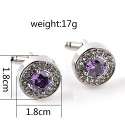 Round crystal silver cufflinksCufflinks
