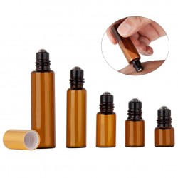 Empty perfume bottle - amber glass - with roller - 5 piecesPerfumes