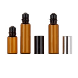 Empty perfume bottle - amber glass - with roller - 5 piecesPerfumes