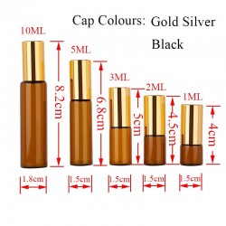 Empty perfume bottle - amber glass - with roller - 5 piecesPerfumes
