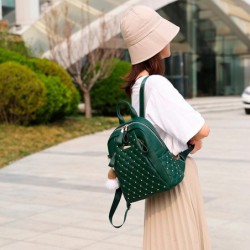 Leather backpack - with decorative studs - large capacityBackpacks