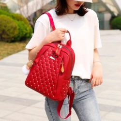 Leather backpack - with decorative studs - large capacityBackpacks