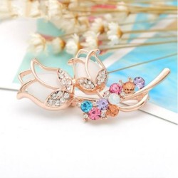 Double opal tulips with crystals - broochBrooches