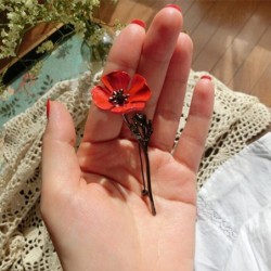 Red four leaf clover - elegant broochBrooches