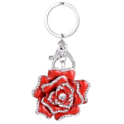 Metal keychain with crystal roseKeyrings