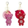 Crystal teddy bear with fur pom pom - keychainKeyrings