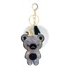 Crystal teddy bear with fur pom pom - keychainKeyrings