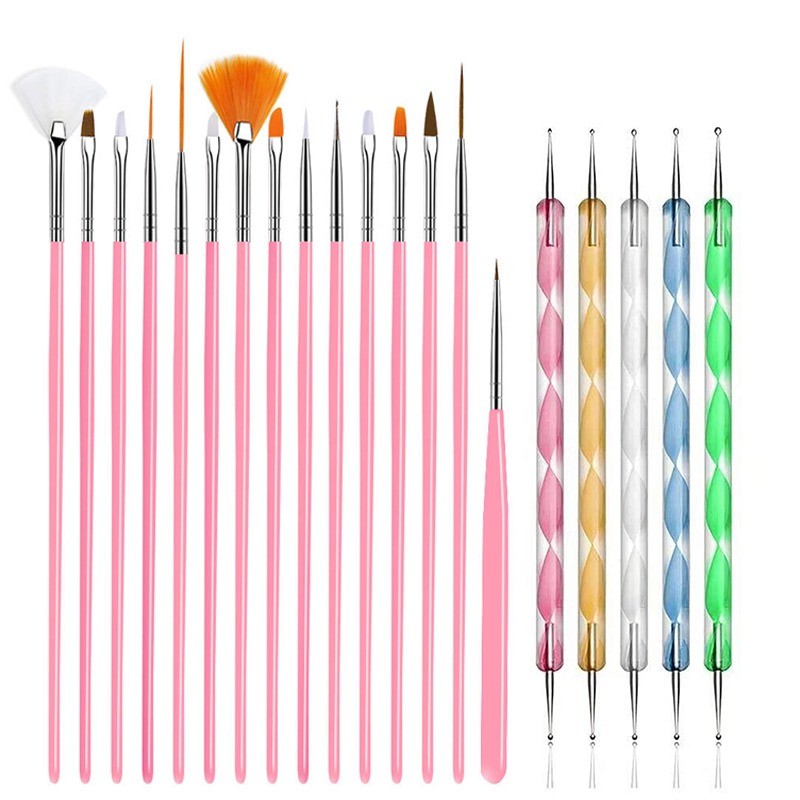 Nail art brushes - with dotting tools - setNail brushes